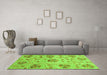 Machine Washable Abstract Green Modern Area Rugs in a Living Room,, wshabs3638grn