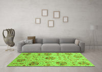 Machine Washable Abstract Green Modern Rug, wshabs3638grn