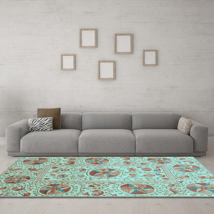 Machine Washable Abstract Light Blue Modern Rug in a Living Room, wshabs3638lblu