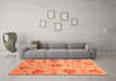 Machine Washable Abstract Orange Modern Area Rugs in a Living Room, wshabs3638org