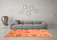 Machine Washable Abstract Orange Modern Rug, wshabs3638org