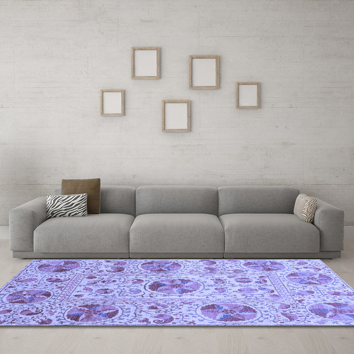 Machine Washable Abstract Blue Modern Rug in a Living Room, wshabs3638blu