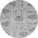 Round Machine Washable Abstract Gray Modern Rug, wshabs3638gry