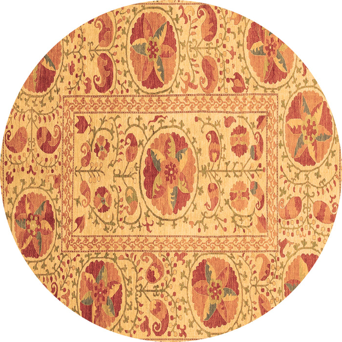 Round Abstract Brown Modern Rug, abs3638brn