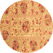 Round Abstract Brown Modern Rug, abs3638brn