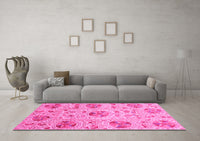 Machine Washable Abstract Pink Modern Rug, wshabs3638pnk