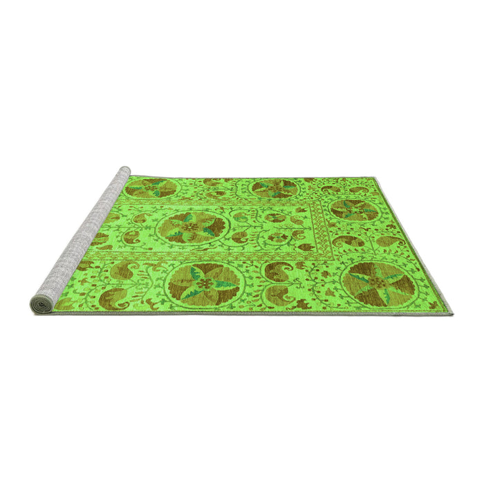 Sideview of Machine Washable Abstract Green Modern Area Rugs, wshabs3638grn