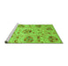 Sideview of Machine Washable Abstract Green Modern Area Rugs, wshabs3638grn