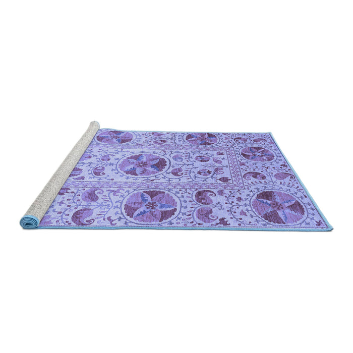 Sideview of Machine Washable Abstract Blue Modern Rug, wshabs3638blu