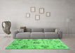 Machine Washable Abstract Emerald Green Modern Area Rugs in a Living Room,, wshabs3638emgrn