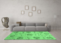 Machine Washable Abstract Emerald Green Modern Rug, wshabs3638emgrn