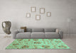 Machine Washable Abstract Turquoise Modern Area Rugs in a Living Room,, wshabs3638turq