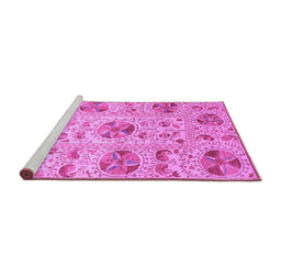 Sideview of Machine Washable Abstract Purple Modern Area Rugs, wshabs3638pur