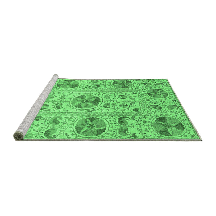 Sideview of Machine Washable Abstract Emerald Green Modern Area Rugs, wshabs3638emgrn
