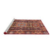 Sideview of Machine Washable Abstract Fire Brick Red Rug, wshabs3639