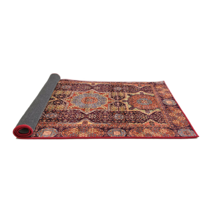 Sideview of Abstract Fire Brick Red Modern Rug, abs3639