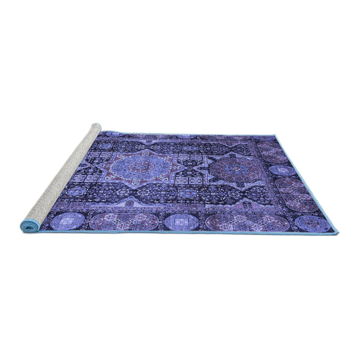 Sideview of Machine Washable Abstract Blue Modern Rug, wshabs3639blu