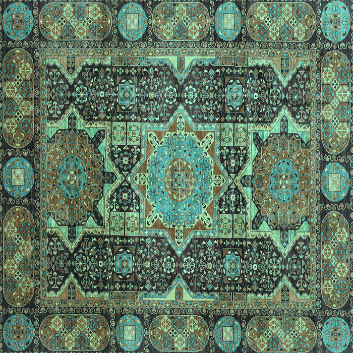 Square Machine Washable Abstract Turquoise Modern Area Rugs, wshabs3639turq