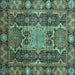 Square Machine Washable Abstract Turquoise Modern Area Rugs, wshabs3639turq