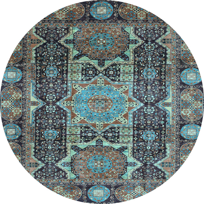 Round Machine Washable Abstract Light Blue Modern Rug, wshabs3639lblu
