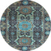 Round Machine Washable Abstract Light Blue Modern Rug, wshabs3639lblu