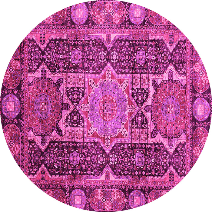 Round Machine Washable Abstract Pink Modern Rug, wshabs3639pnk