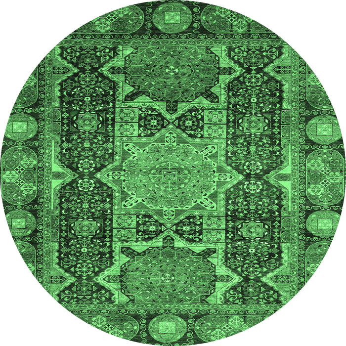 Round Abstract Emerald Green Modern Rug, abs3639emgrn