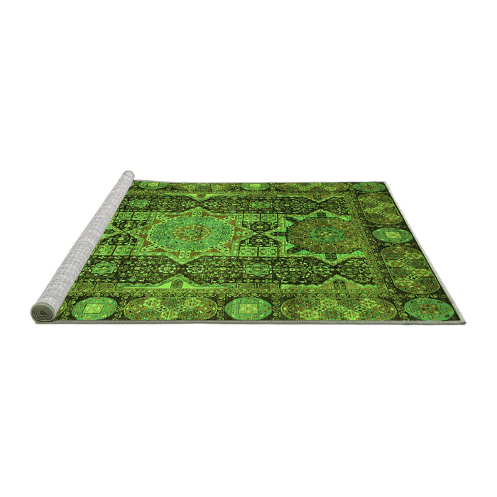 Sideview of Machine Washable Abstract Green Modern Area Rugs, wshabs3639grn