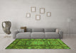 Machine Washable Abstract Green Modern Area Rugs in a Living Room,, wshabs3639grn