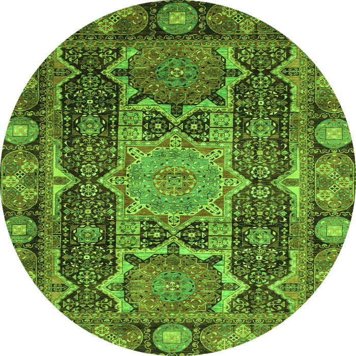 Round Machine Washable Abstract Green Modern Area Rugs, wshabs3639grn
