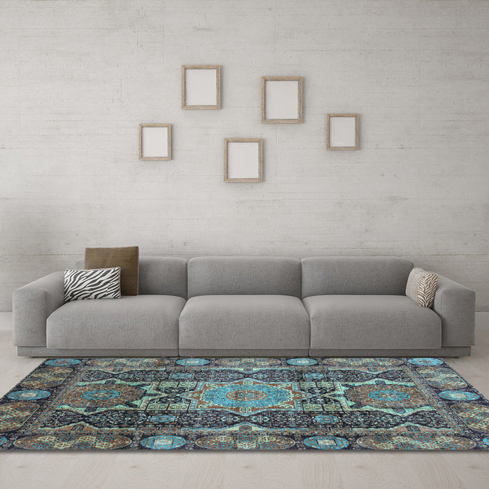 Machine Washable Abstract Light Blue Modern Rug in a Living Room, wshabs3639lblu