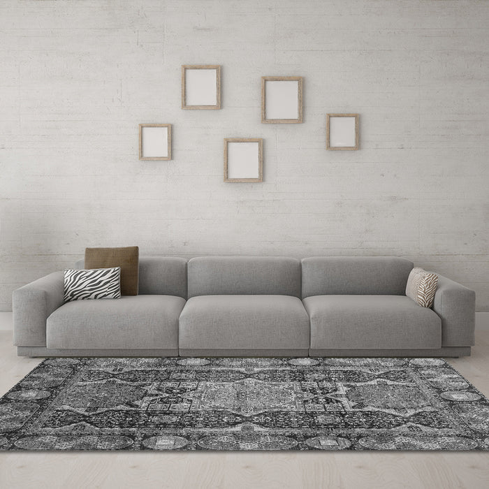 Machine Washable Abstract Gray Modern Rug in a Living Room,, wshabs3639gry