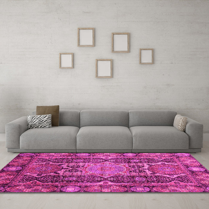 Machine Washable Abstract Pink Modern Rug in a Living Room, wshabs3639pnk
