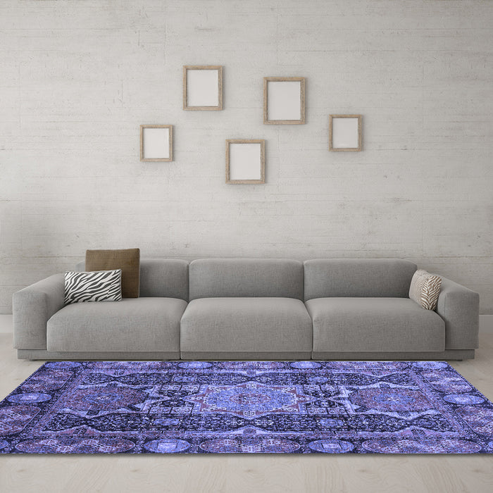 Machine Washable Abstract Blue Modern Rug in a Living Room, wshabs3639blu