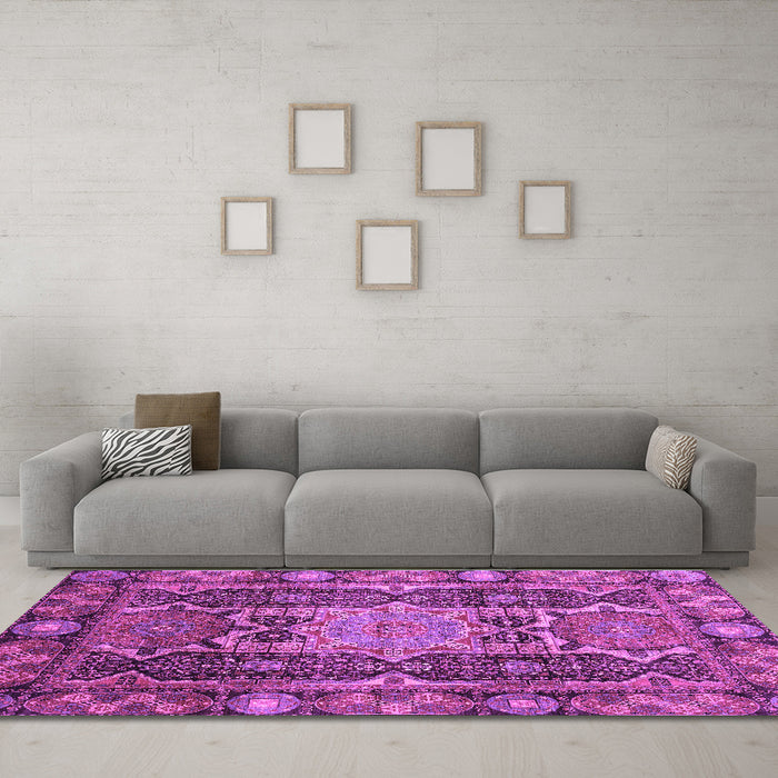 Machine Washable Abstract Purple Modern Area Rugs in a Living Room, wshabs3639pur