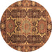 Round Abstract Brown Modern Rug, abs3639brn