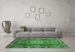 Machine Washable Abstract Emerald Green Modern Area Rugs in a Living Room,, wshabs3639emgrn