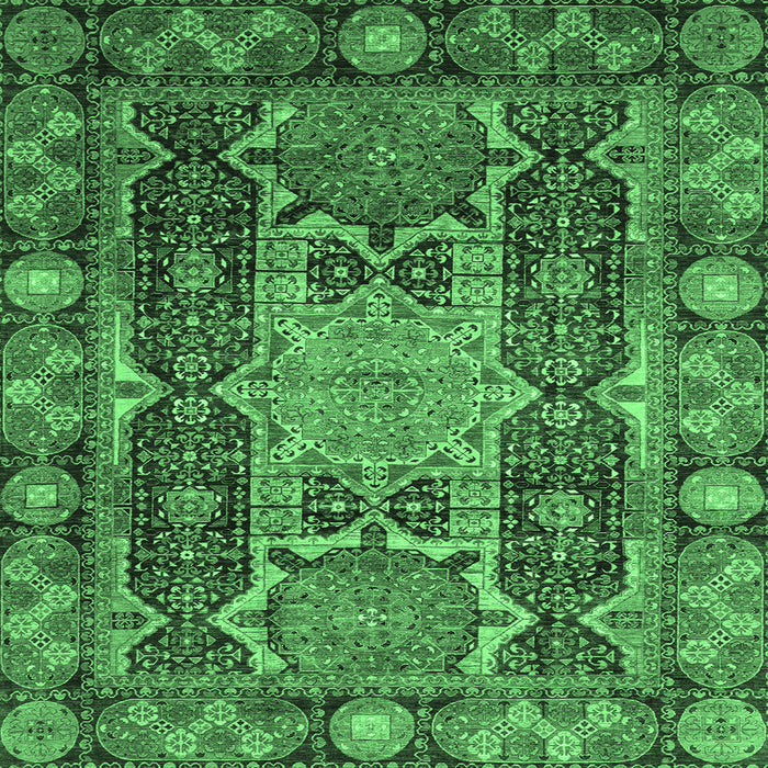 Square Machine Washable Abstract Emerald Green Modern Area Rugs, wshabs3639emgrn