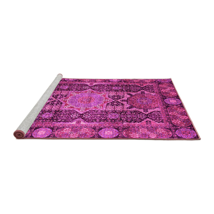 Sideview of Machine Washable Abstract Pink Modern Rug, wshabs3639pnk
