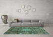 Machine Washable Abstract Turquoise Modern Area Rugs in a Living Room,, wshabs3639turq