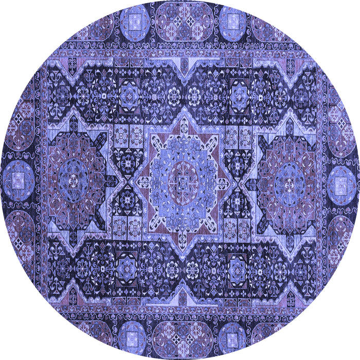 Round Abstract Blue Modern Rug, abs3639blu