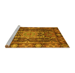 Sideview of Machine Washable Abstract Yellow Modern Rug, wshabs3639yw