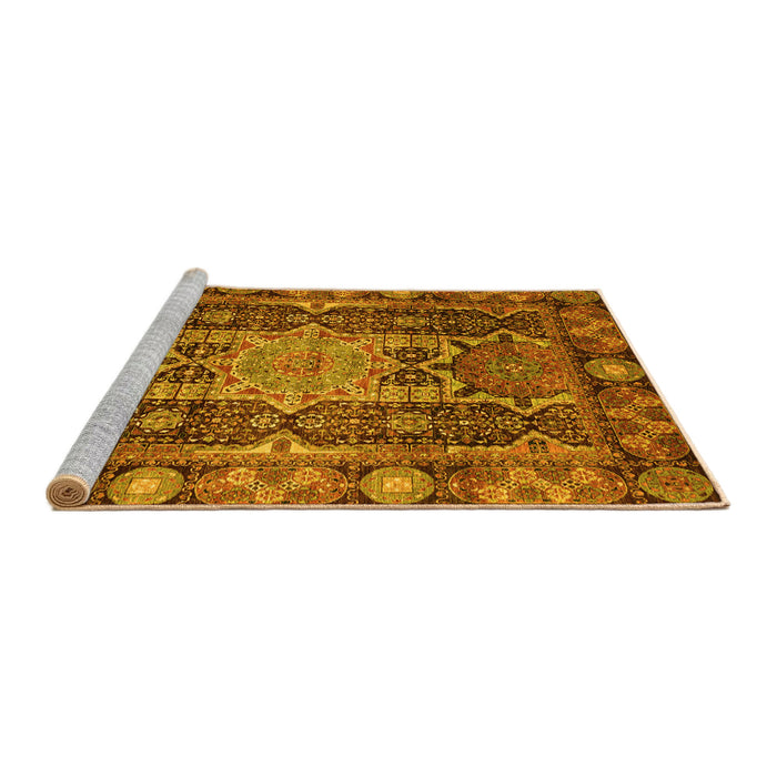 Sideview of Machine Washable Abstract Yellow Modern Rug, wshabs3639yw