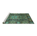 Sideview of Machine Washable Abstract Turquoise Modern Area Rugs, wshabs3639turq