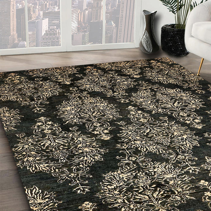 Machine Washable Abstract Brown Rug in a Family Room, wshabs363