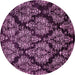 Round Machine Washable Abstract Pink Modern Rug, wshabs363pnk