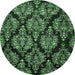 Round Abstract Emerald Green Modern Rug, abs363emgrn