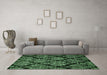 Machine Washable Abstract Emerald Green Modern Area Rugs in a Living Room,, wshabs363emgrn