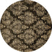 Round Abstract Brown Modern Rug, abs363brn