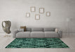 Machine Washable Abstract Turquoise Modern Area Rugs in a Living Room,, wshabs363turq